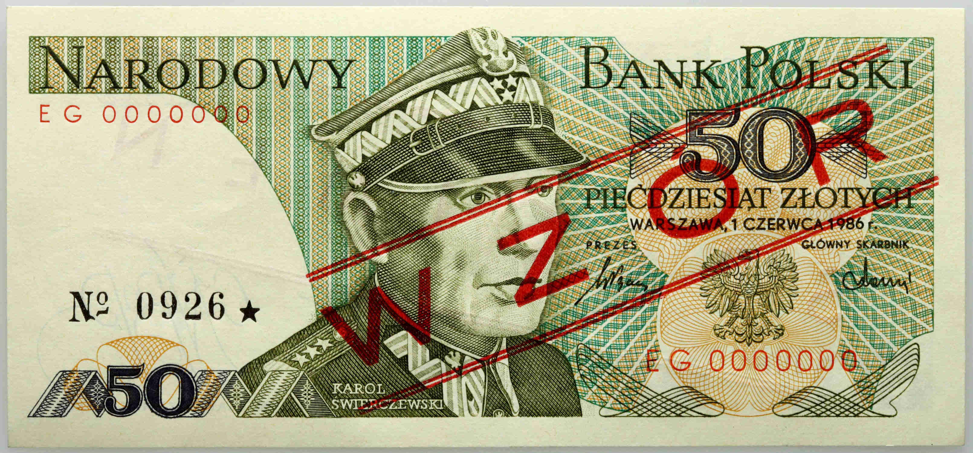 PRL, 50 złotych 1.06.1986, WZÓR, No. 0926, seria EG