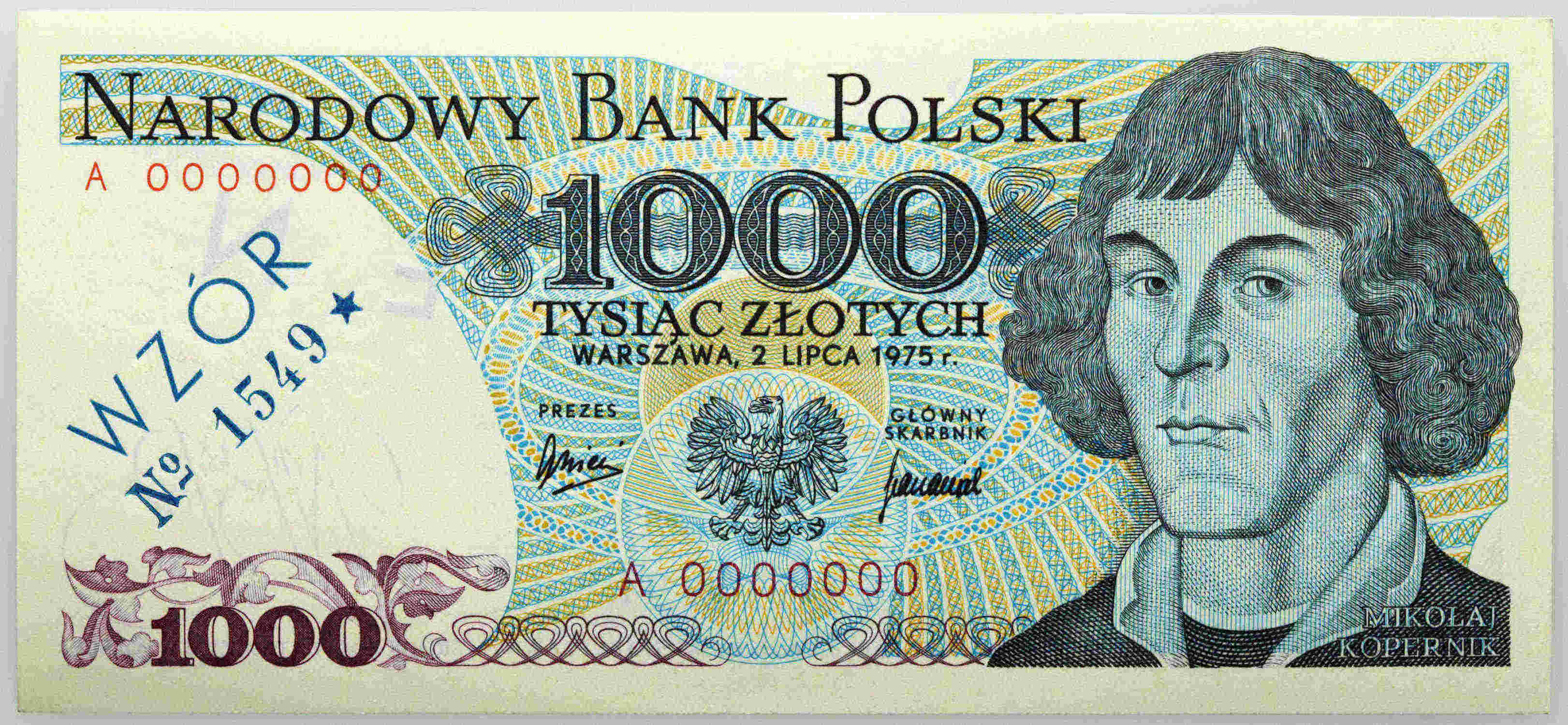 PRL, 1000 złotych 2.07.1975, WZÓR, No. 1549, seria A