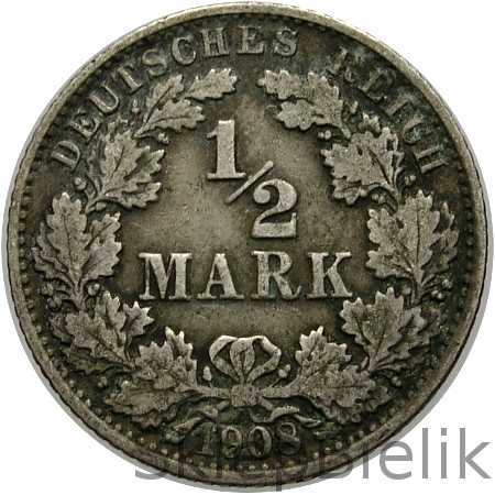 NIEMCY - 1/2 MARKI - 1908 J 