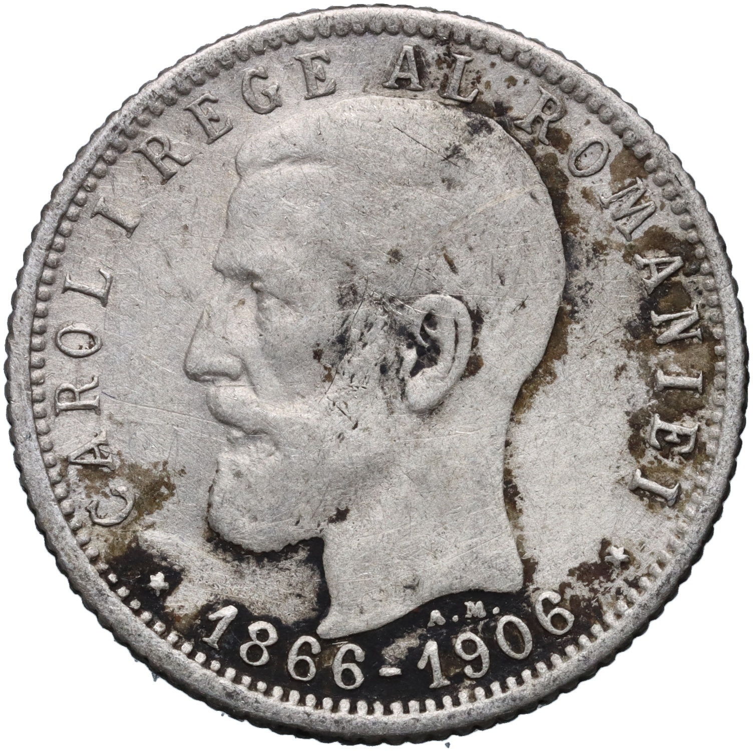 B674. Rumunia, Karol I, 1 lei 1906