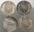 B838. Niemcy, Prusy, Wilhelm I, 4x 2 marki 1876 A, B Berlin, Hannower