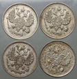 B650. Rosja, Mikołaj II, 4x 10 kopiejek 1910-1916