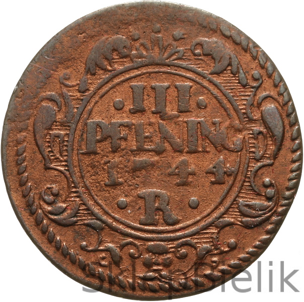 NIEMCY - ROSTOCK - 3 PFENNING - 1744