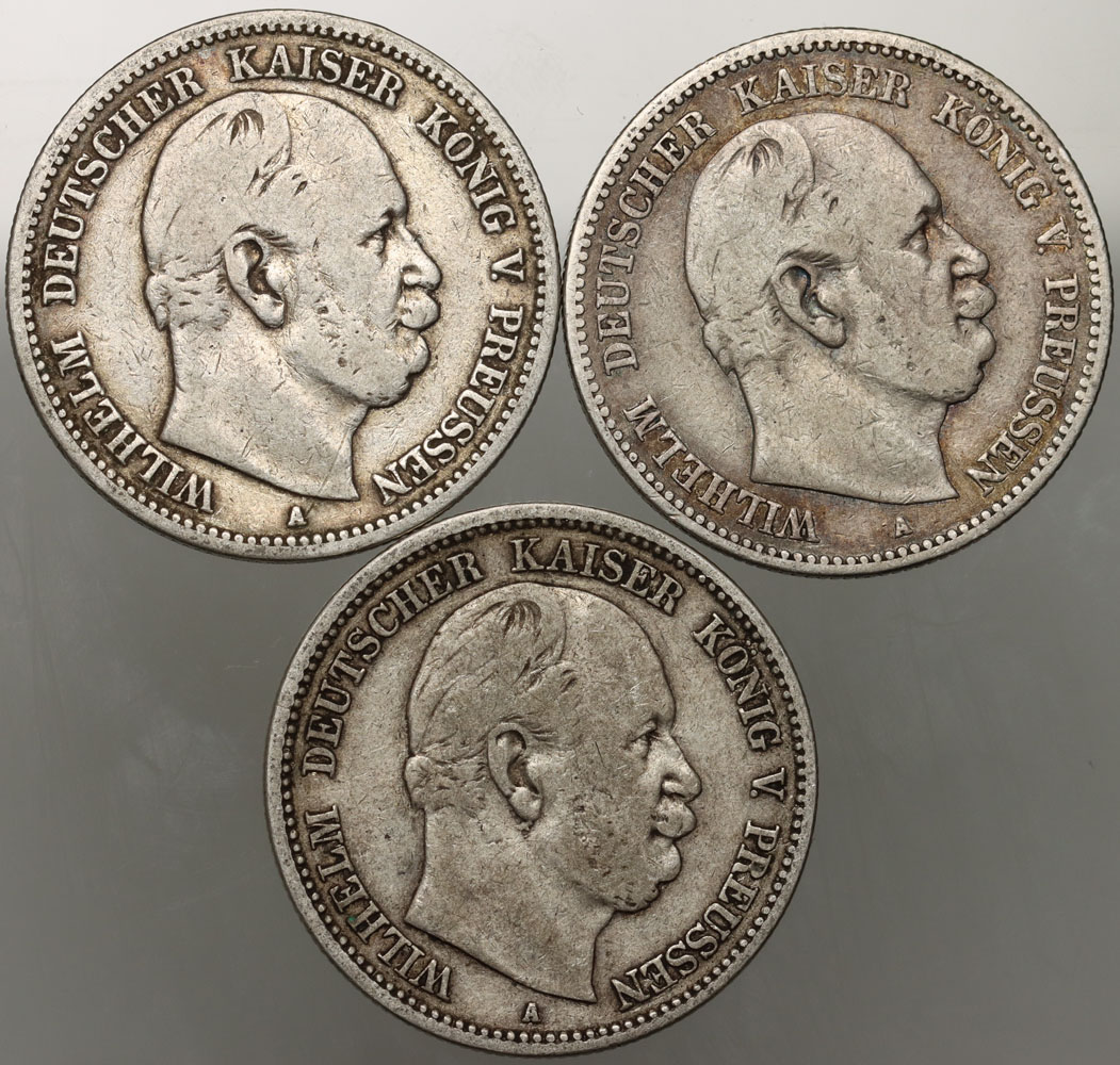 B837. Niemcy, Prusy, Wilhelm I, 3 x 2 marki  1876 A, Berlin