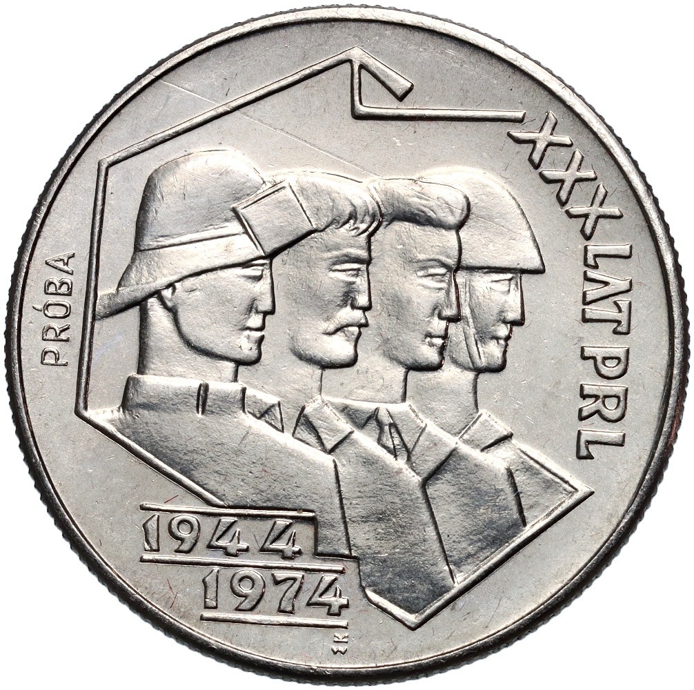 B613. PRL, 20 złotych 1974, XXX lat PRL, Hutnik, Próba, NIKIEL