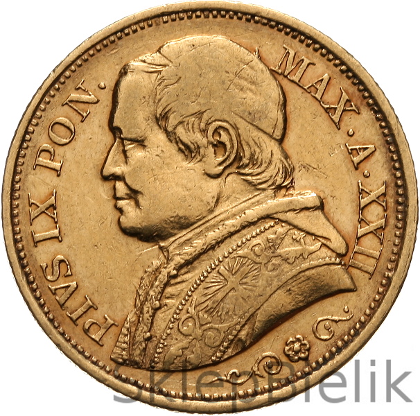 WATYKAN - 20 LIRÓW - 1867 XXII R - PIUS IX