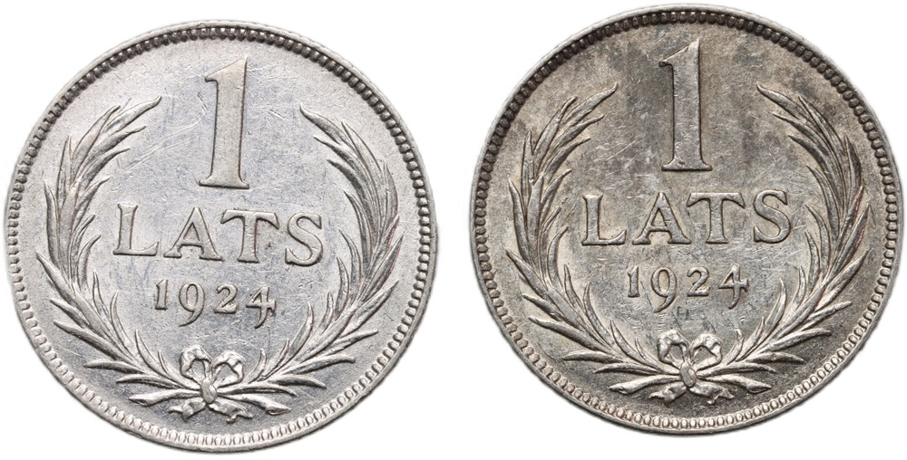 B50. Łotwa, 2 x 1 lats (łat) 1924 