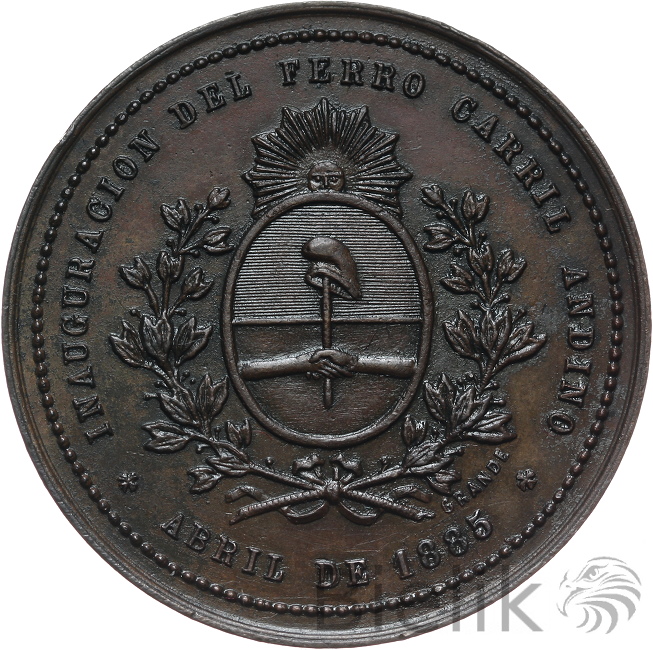 ARGENTYNA - 1885 - MEDAL - OTWARCIE LINII KOLEJOWEJ
